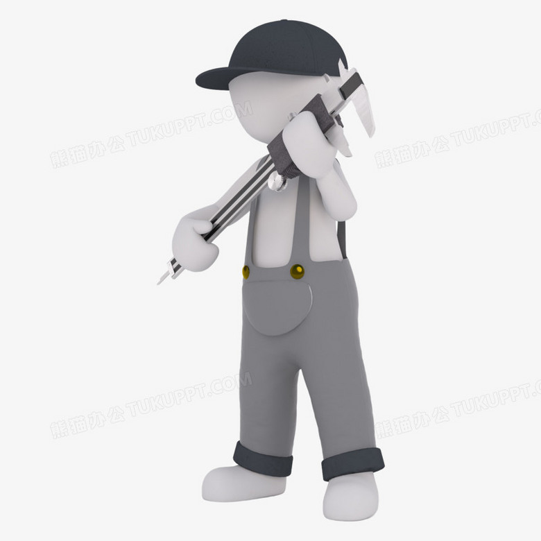 3d立体小灰人小人拿着游标卡尺