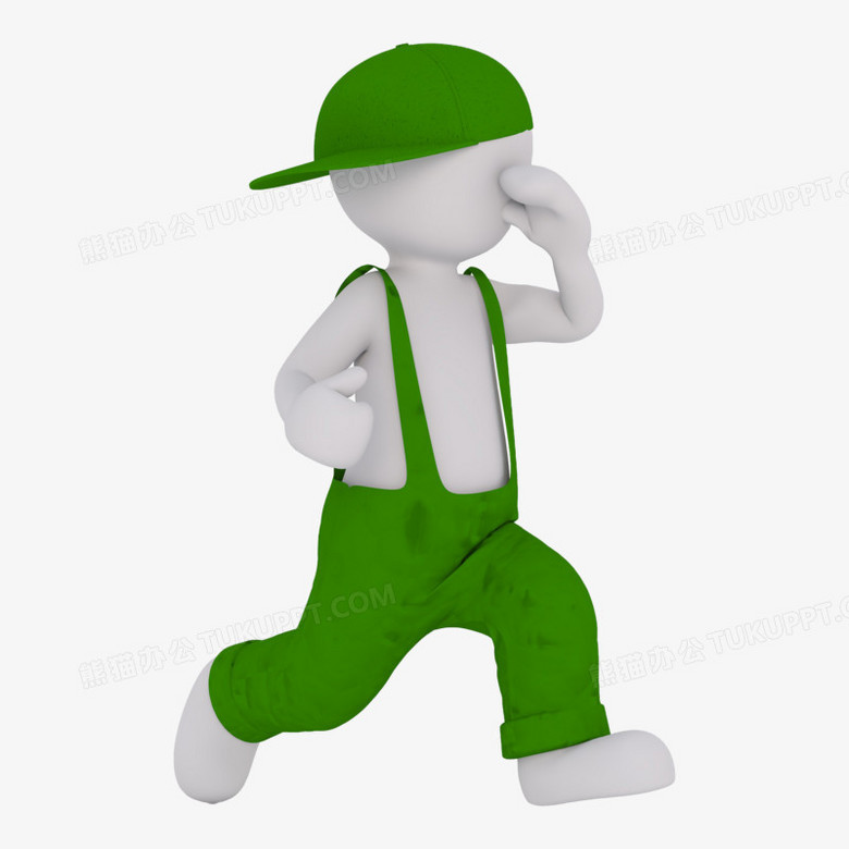 3d立体小绿人呐喊呼吁PNG图片素材下载_立体PNG_熊猫办公