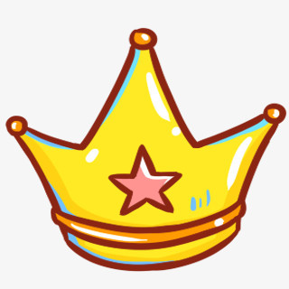 本作品全称为《黄色卡通手绘一顶皇冠创意元素》,在整个配色上使用多