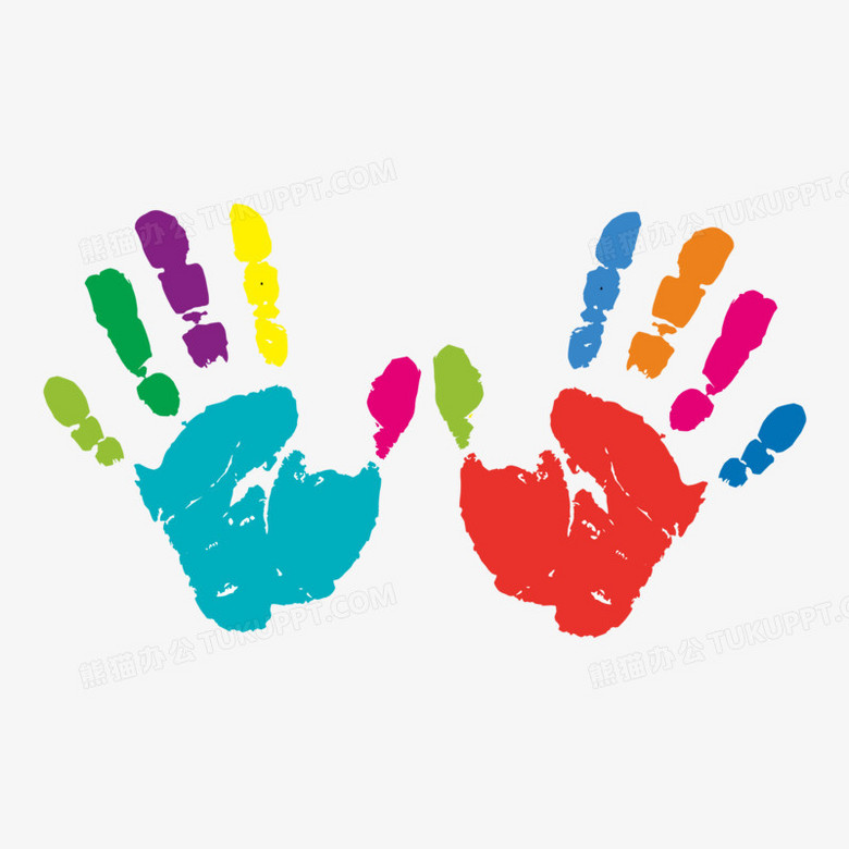 手绘彩色巴掌背景元素