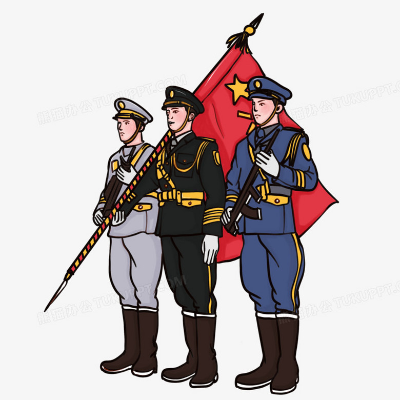 三军仪仗队亮相人物元素