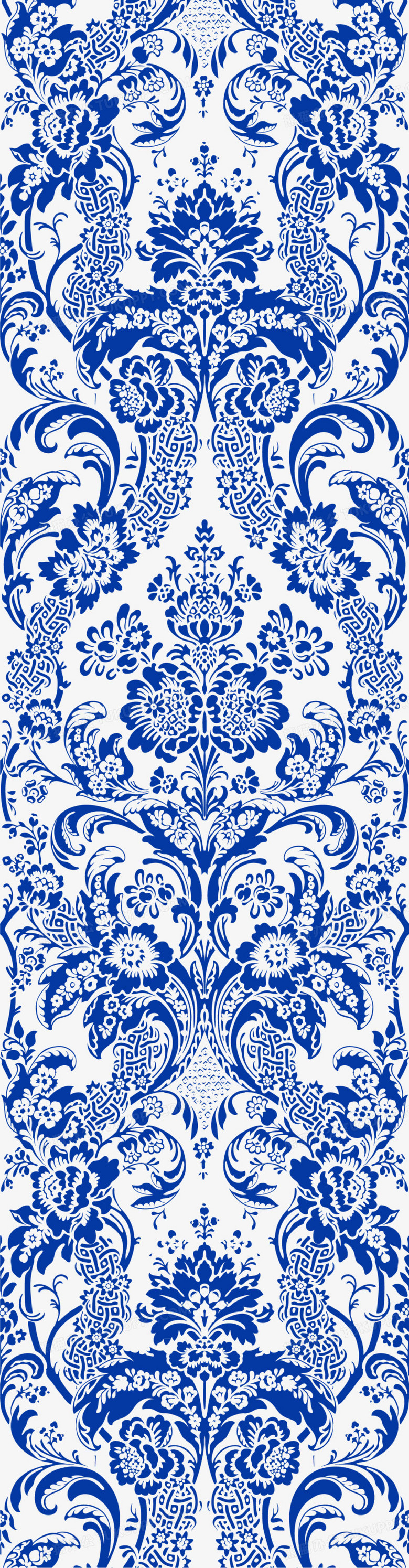 中国古典青花瓷花纹图样牡丹花底纹