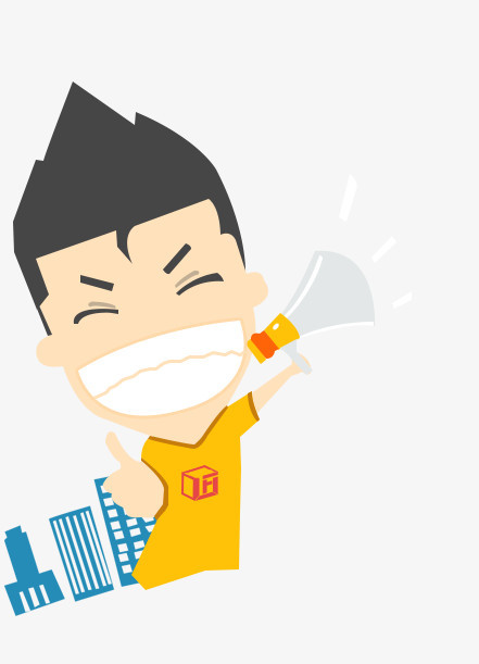 本作品全称为《黄色卡通风拿着话筒大声呼喊的促销员元素》,在整个