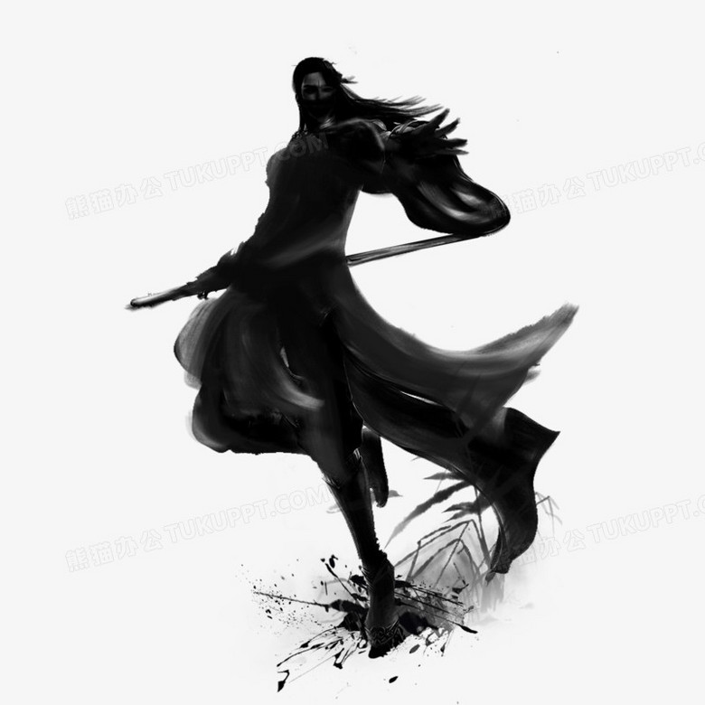 本作品全称为《黑色中国风水墨武侠江湖人士元素》,使用 adobe