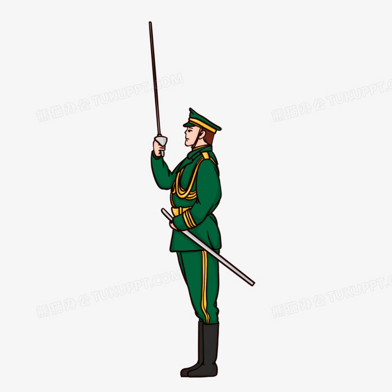 陆军仪仗队队长持剑侧身人物元素