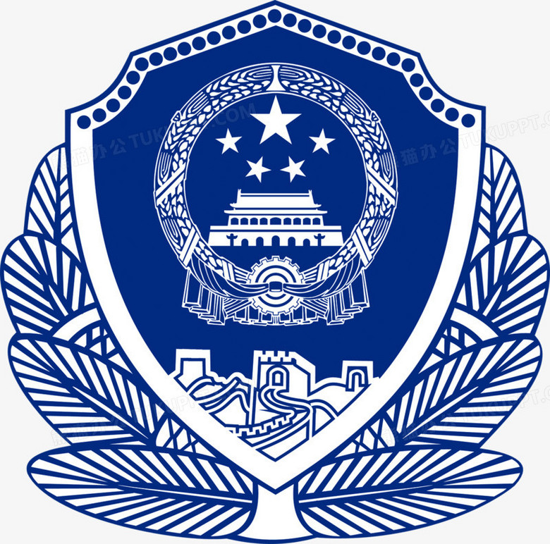 本作品全称为《蓝色手绘警徽创意设计素材》,用 adobe illustrator cc