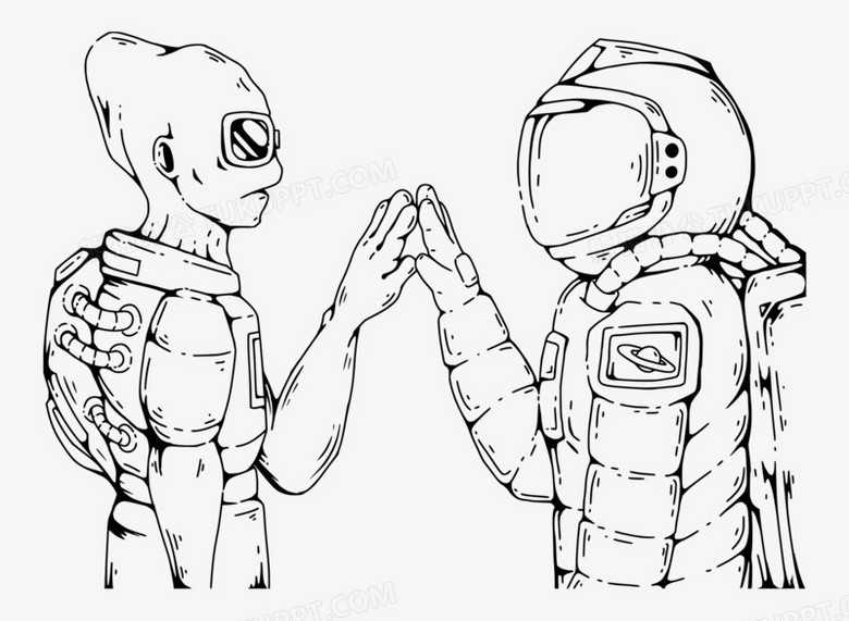 免抠手绘外星人交友装饰元素