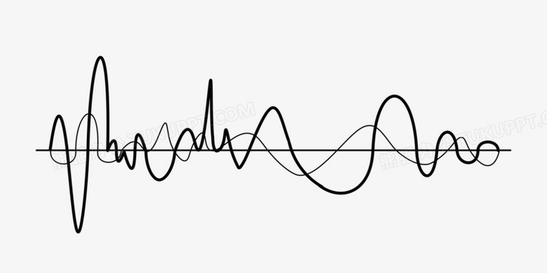 黑白手绘简约曲线声波