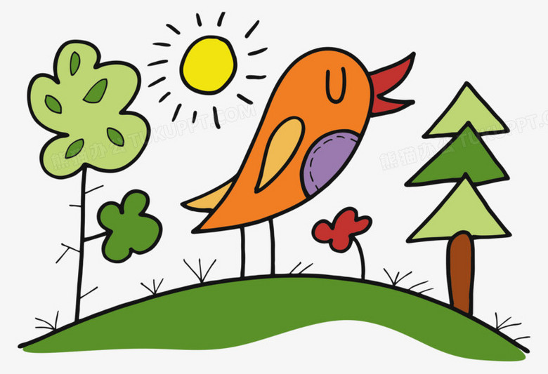 早起的鸟儿场景元素