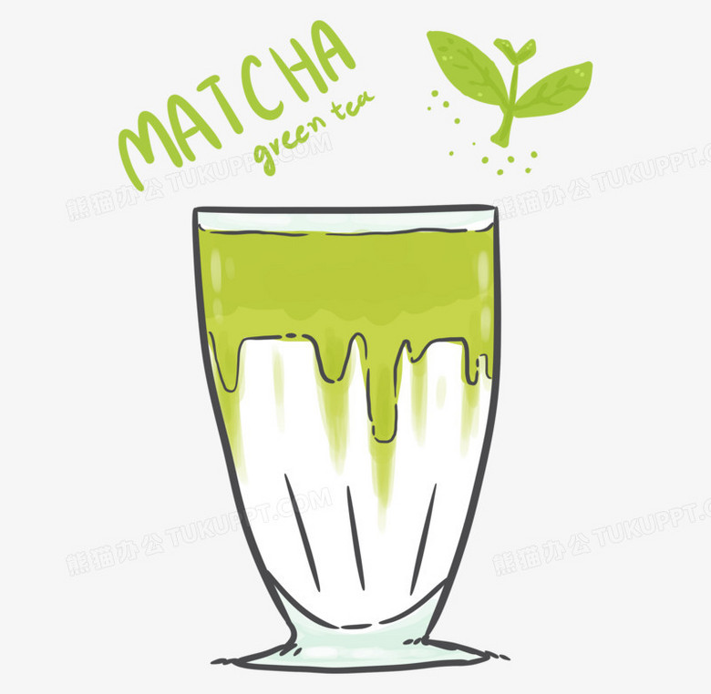 卡通可爱绿茶抹茶饮品简笔画