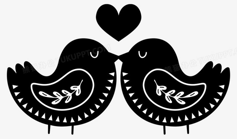 黑色剪影小鸟爱情