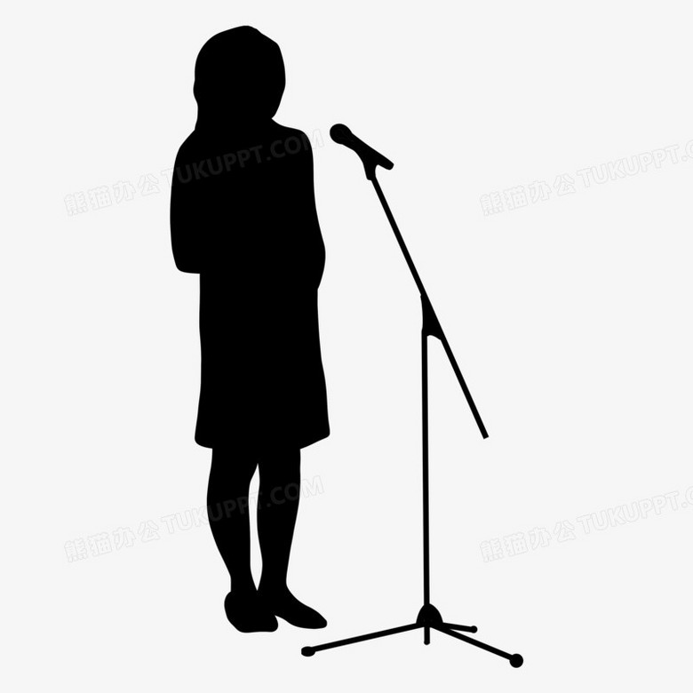 女主持采访人物剪影元素