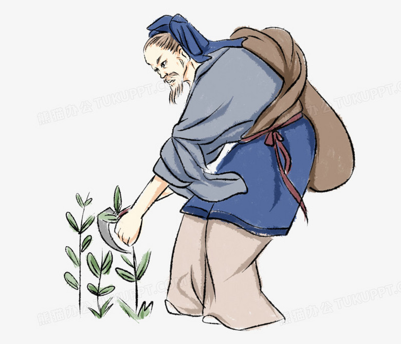 本作品全称为《卡通手绘弯腰采茶的老人元素》,使用 adobe photoshop