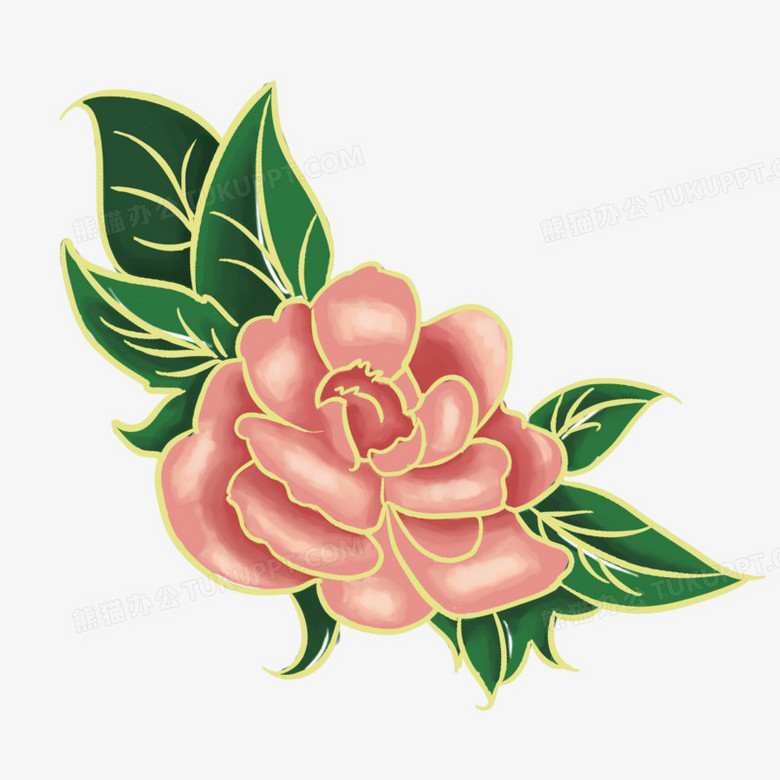 粉色蔷薇花卉金边植物手绘png图片素材下载 素材png 熊猫办公