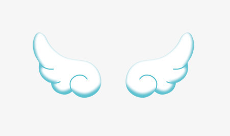 在整个配色上使用蓝色作为基础色调,设计了一双精美的翅膀,卡通效果的