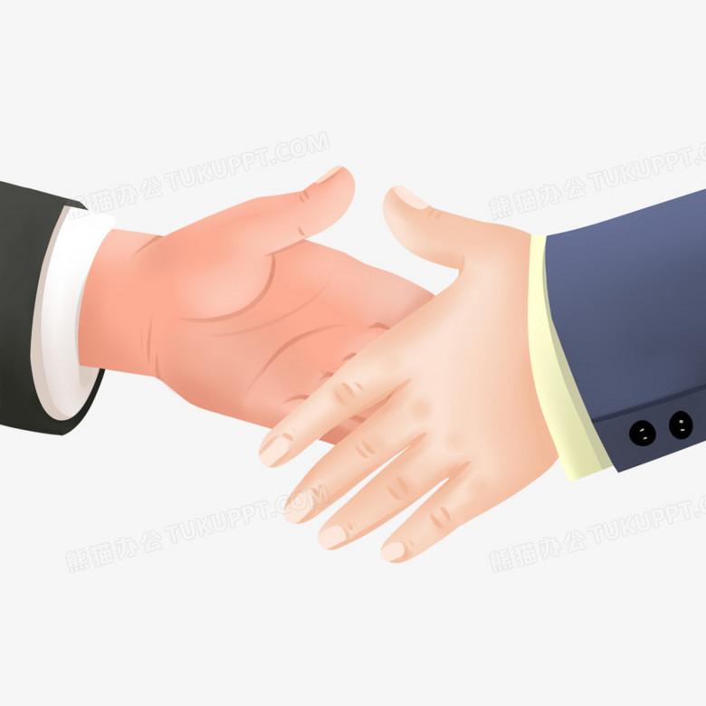 手绘插画风彩色商业人士握手免抠元素png图片素材免费下载 握手png 4000 4000像素 熊猫办公