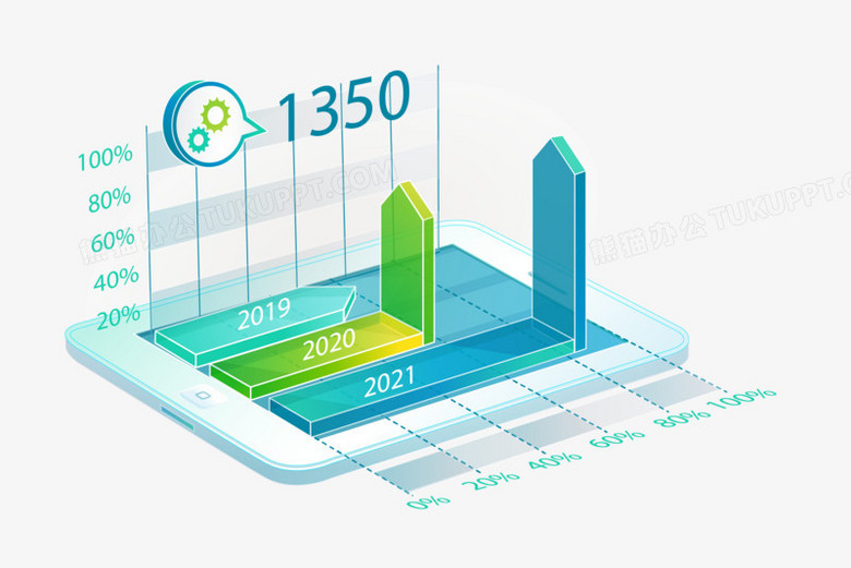 3d立体图表折线走势ppt元素