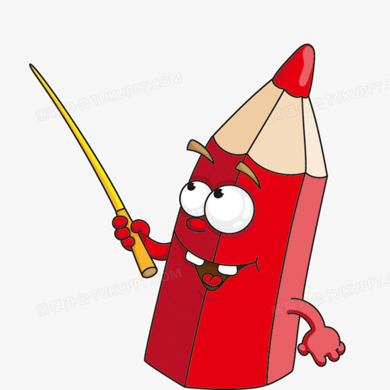 本作品全称为《红色卡通风手拿教鞭教学的铅笔老师元素》,使用 adobe