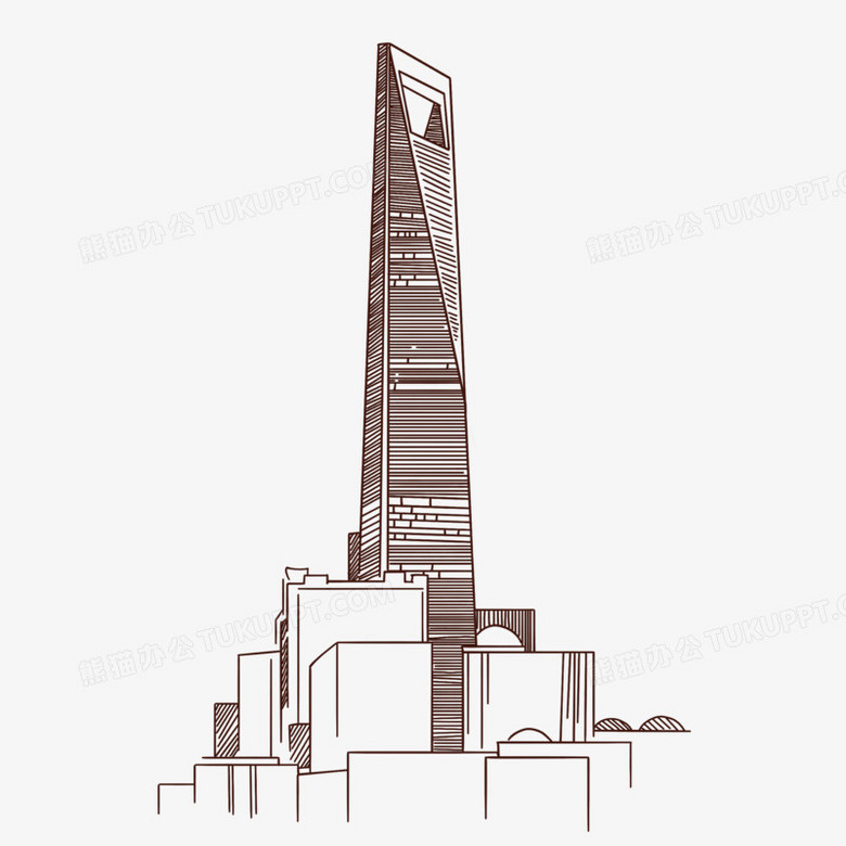 本作品全称为《简约手绘上海环球金融中心标志建筑元素》,使用 adobe