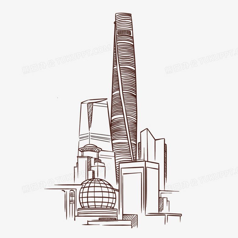 上海中心大厦的简笔画图片