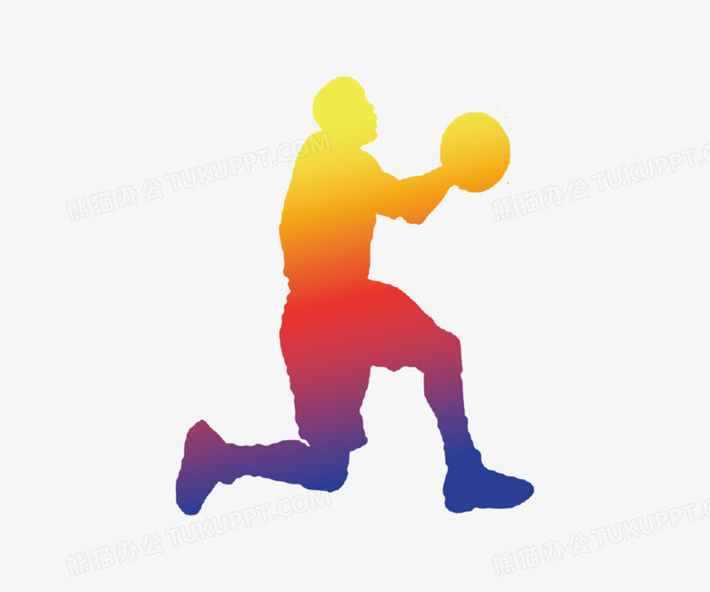 三步上篮打篮球人物剪影元素