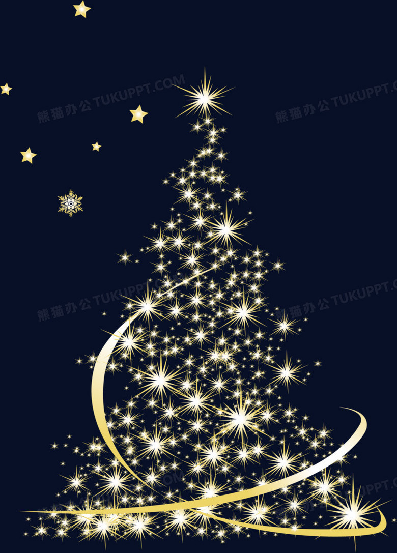黄色梦幻圣诞树星星装饰