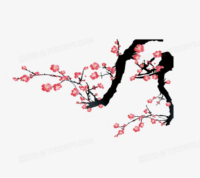 水墨桃花png图片素材下载 水墨桃花png 熊猫办公