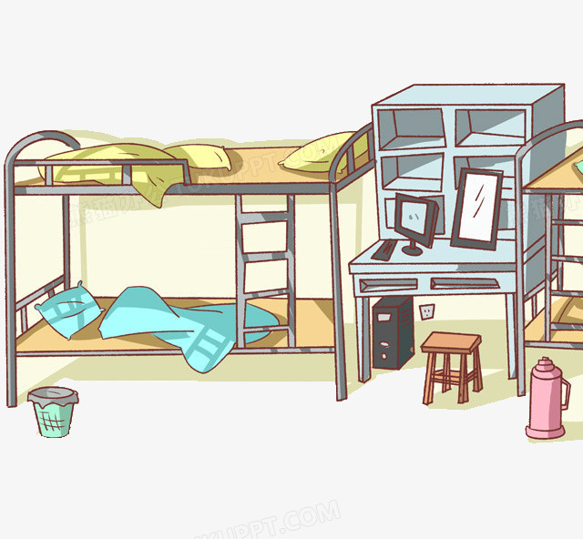 本作品全称为《彩色卡通风学校宿舍装饰创意元素》,在整个配色上使用