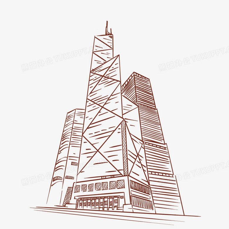 香港中银大厦简笔画图片