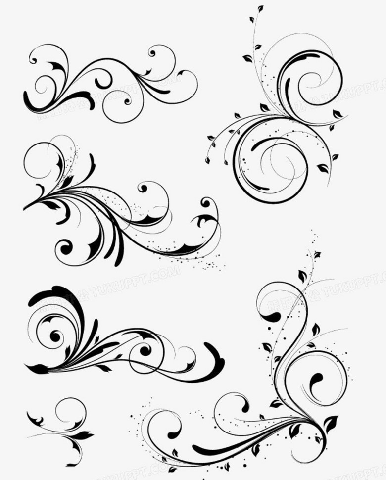 黑色花藤装饰花纹