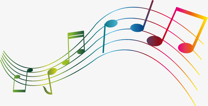 本作品全称为《彩色简约风五颜六色的曲折音符创意元素》,在整个配色