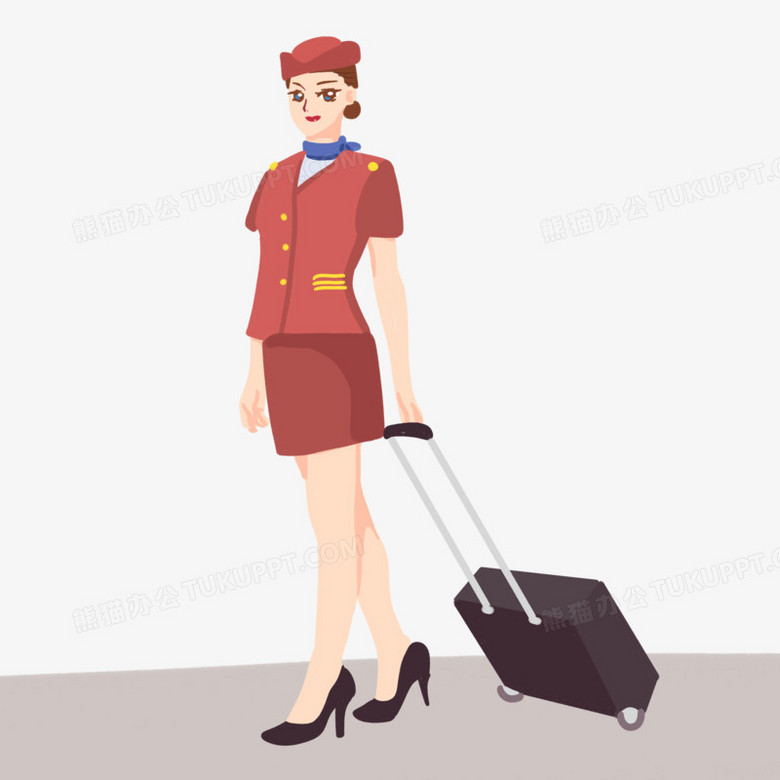 手绘机组空乘人员空姐形象素材