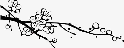 本作品全称为《黑白色中国风水墨画梅花枝创意元素》,在整个配色上