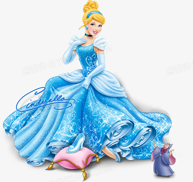 本作品全称为《蓝色卡通风高傲贵气白雪公主创意元素》,在整个配色上