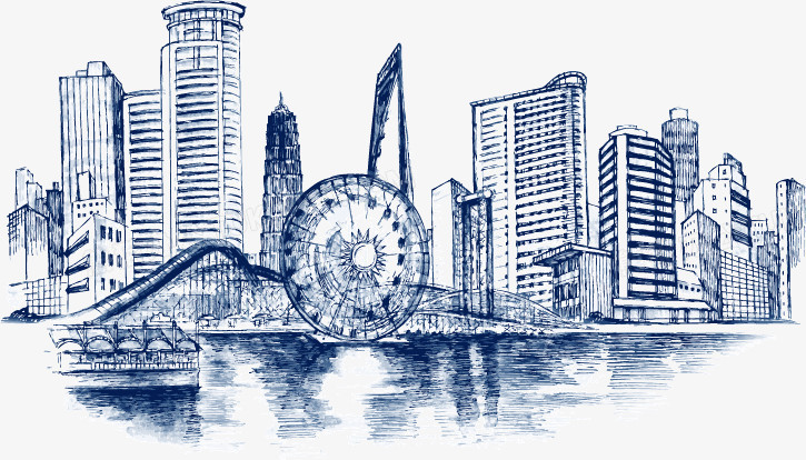 手绘城市建筑png图片素材下载_城市png_熊猫办公