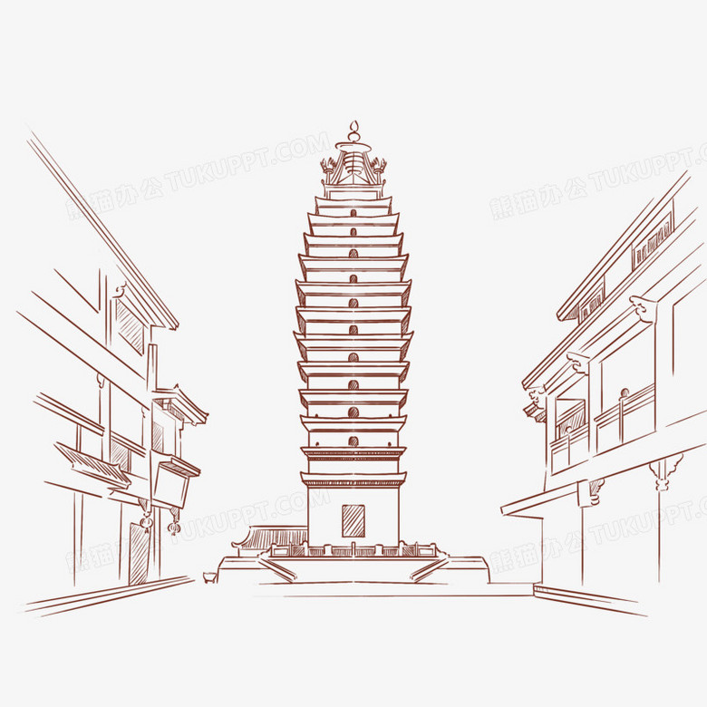 云南代表性建筑简笔画图片