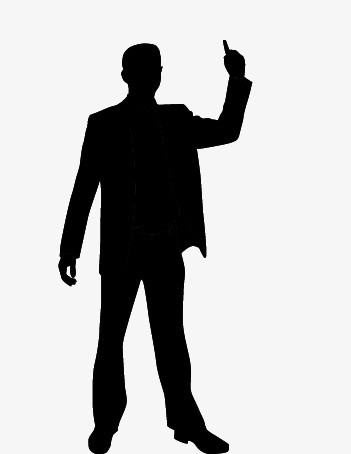 本作品全称为《卡通手绘黑色成功人物剪影创意元素》,在整个配色上