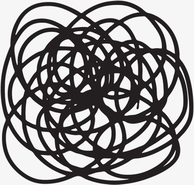 本作品全称为《黑色简约风一团乱七八糟的线团创意元素》,在整个配色