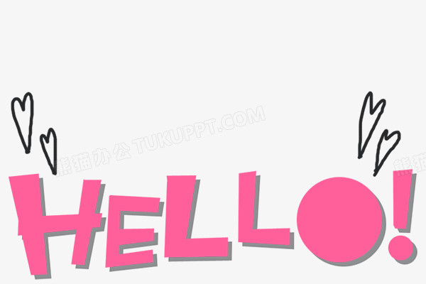 本作品全称为《粉色简约风英文词组hello创意艺术字素材》,在整个配色