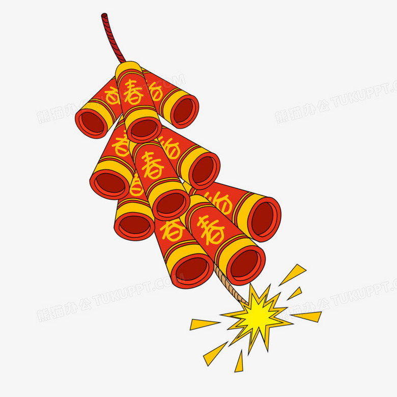 春節卡通鞭炮免摳元素