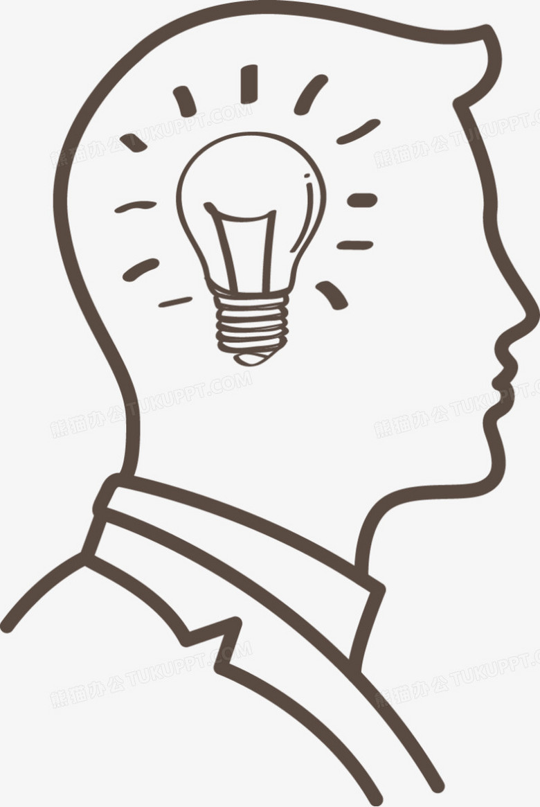 本作品全称为《简约人思考脑袋简笔画元素》,在整个配色上使用棕色