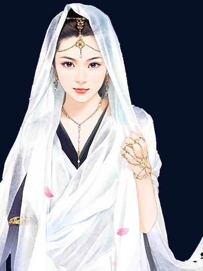 古风立绘白色头纱女子