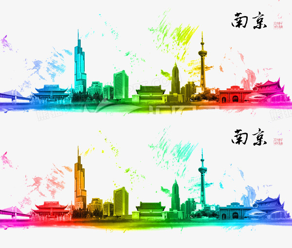 本作品全称为《简约风南京旅游城市宣传创意元素》,在整个配色上使用