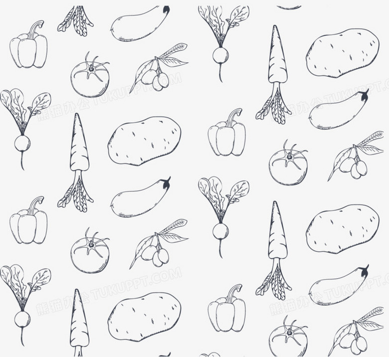 蔬菜水果黑白装饰画图片