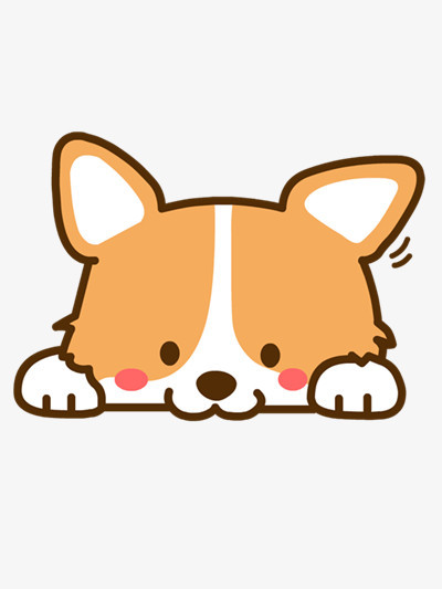 本作品全称为《橙色卡通风趴着可爱呆萌的小狗元素》,在整个配色上