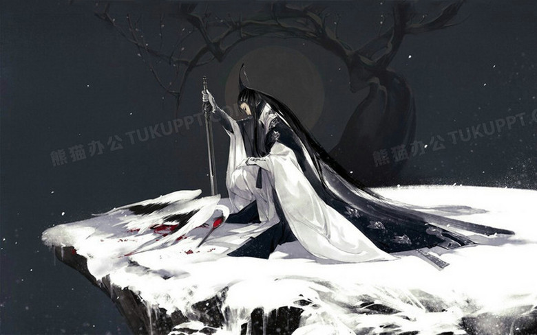 雪地仙鹤男人海报背景古风手绘