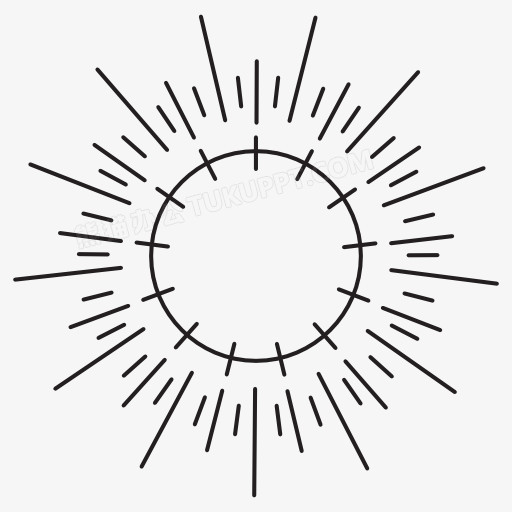 太阳黑色线条简笔画