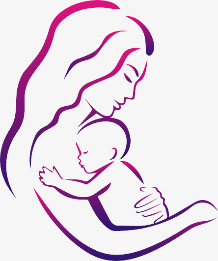 在整个配色上使用紫色作为基础色调,设计了母婴人物,卡通效果的展现