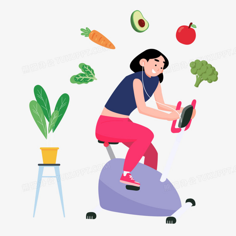 女孩运动健身健康饮食元素