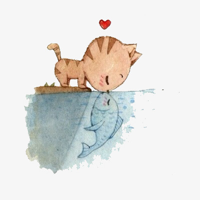 猫鱼情侣头像卡通图片